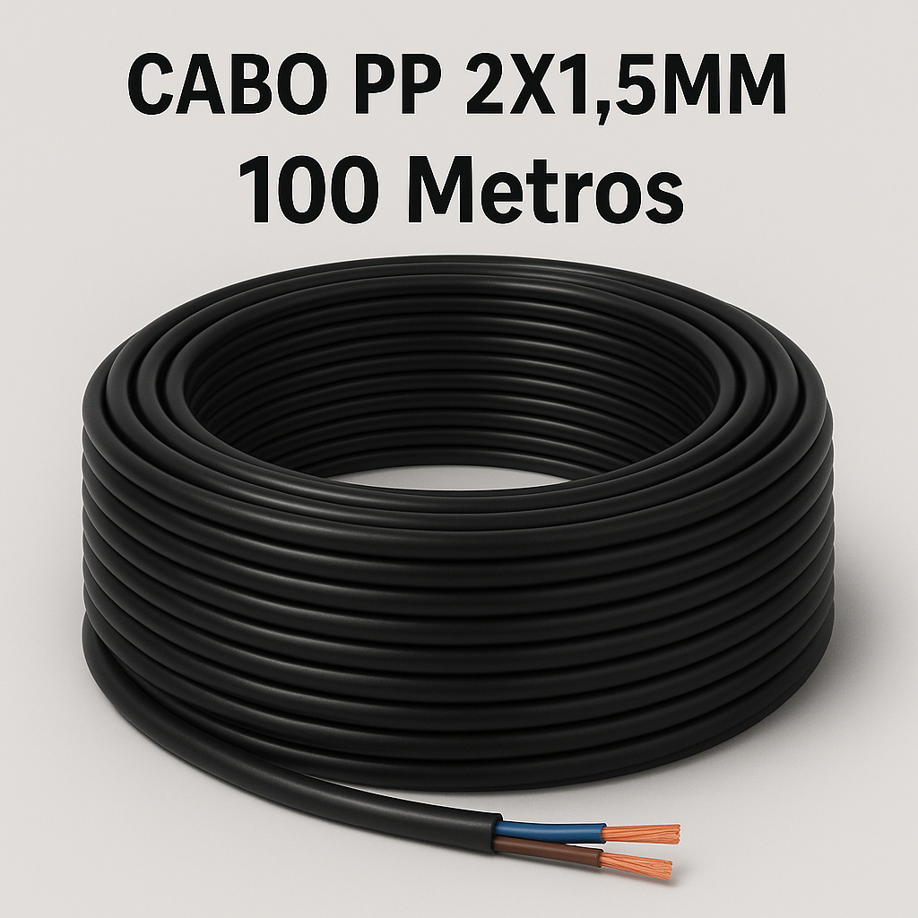 CABO PP 1,5MM FLEXÍVEL CABO PP 2X1,5MM 100 Metros filamentos Alta Qualidade