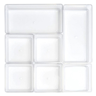 Kit 7 Organizador Acrílico Modular Geladeira Gavetas Maquiagem Cristal