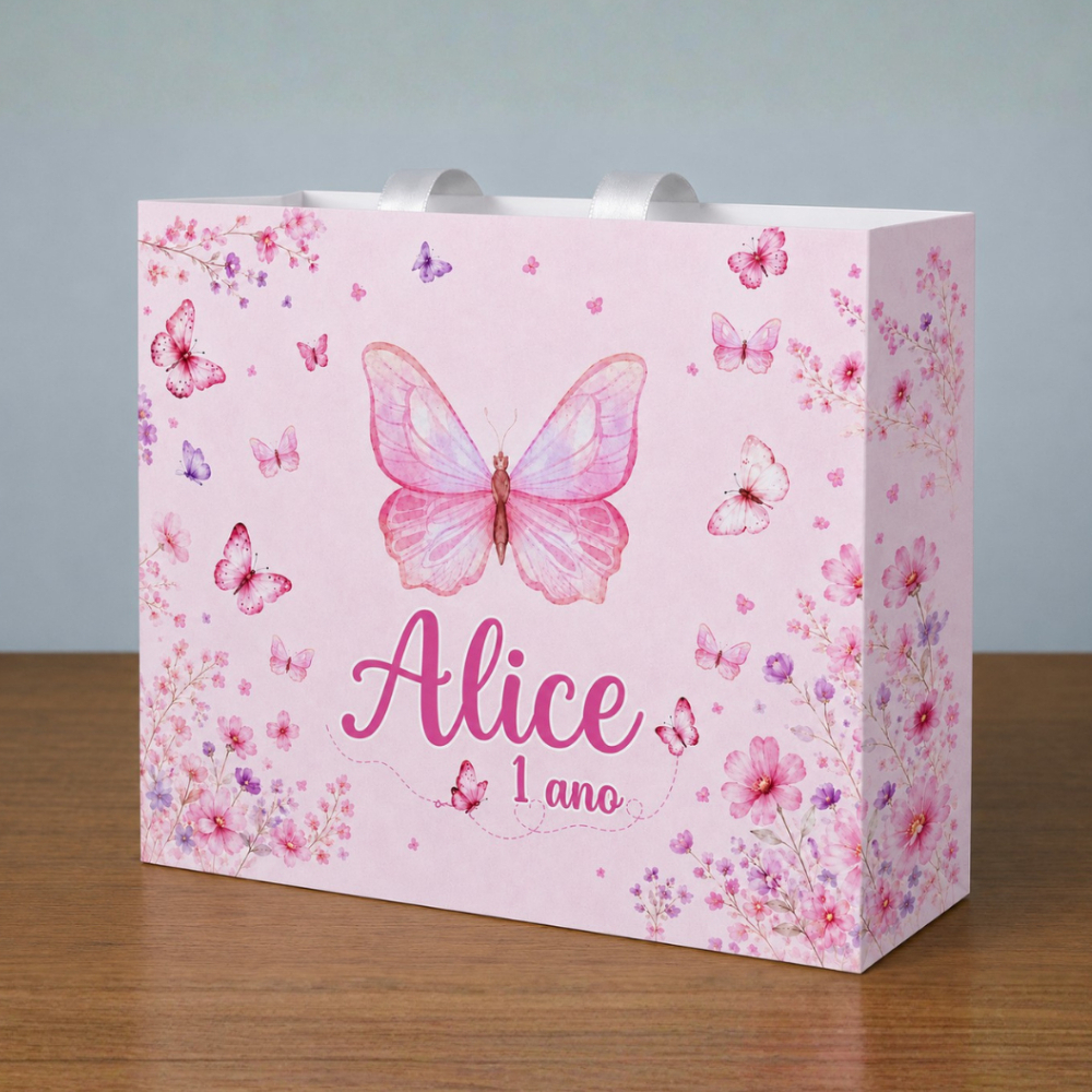 Sacolinha Personalizada Jardim das borboletas / Jardim encantado - Lembrancinhas - mimos - infantil