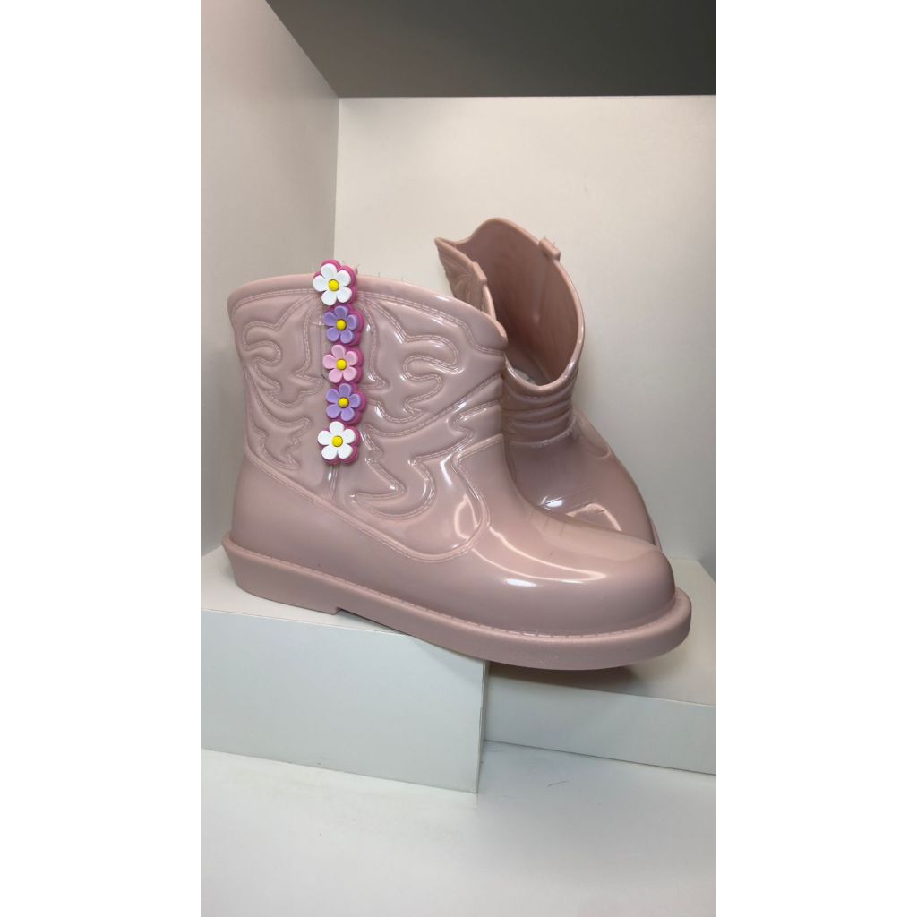 Bota Infantil Countr Texana Galocha Impermeável flor ou KIT COM BOTA+BOLSA, para Menina Lindos Otimo para Festas