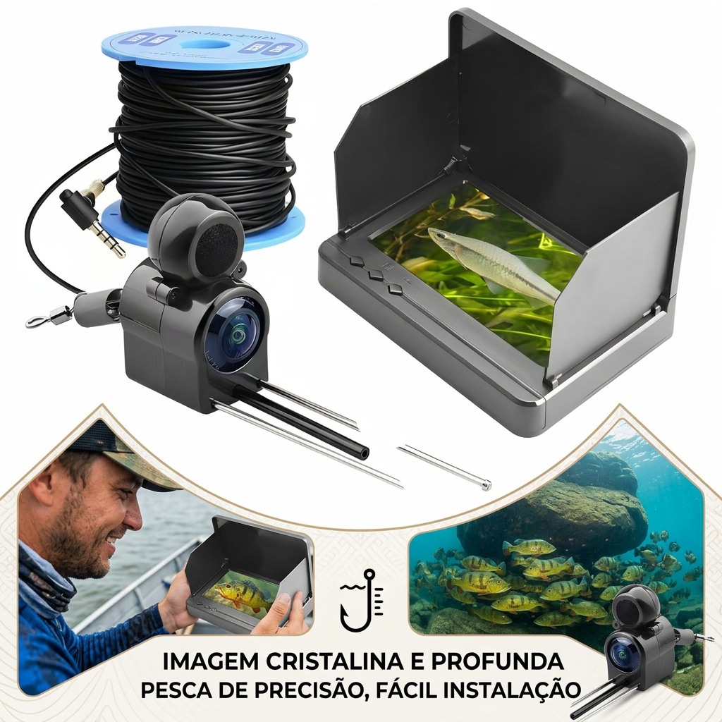 Câmera De Pesca Subaquática Monitor LCD Localizador De Peixes À Prova Dwaterproof Água Barco Peixe Cabo 20m