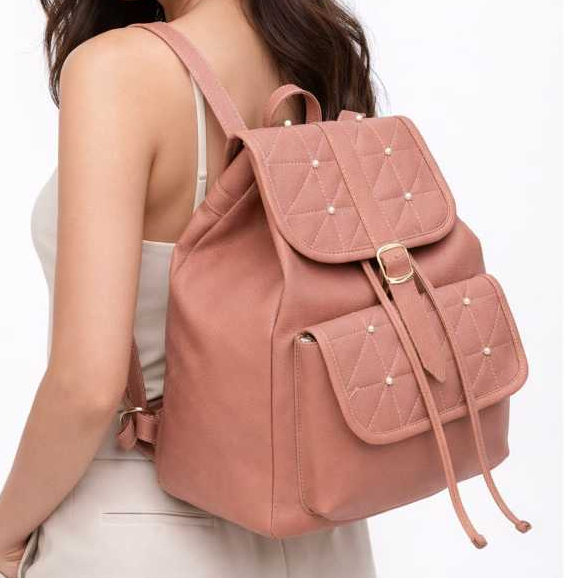 Mochila Bolsa Feminina Media de Couro Ecológico Casual Dia Dia com  Alça Regulavel da Moda