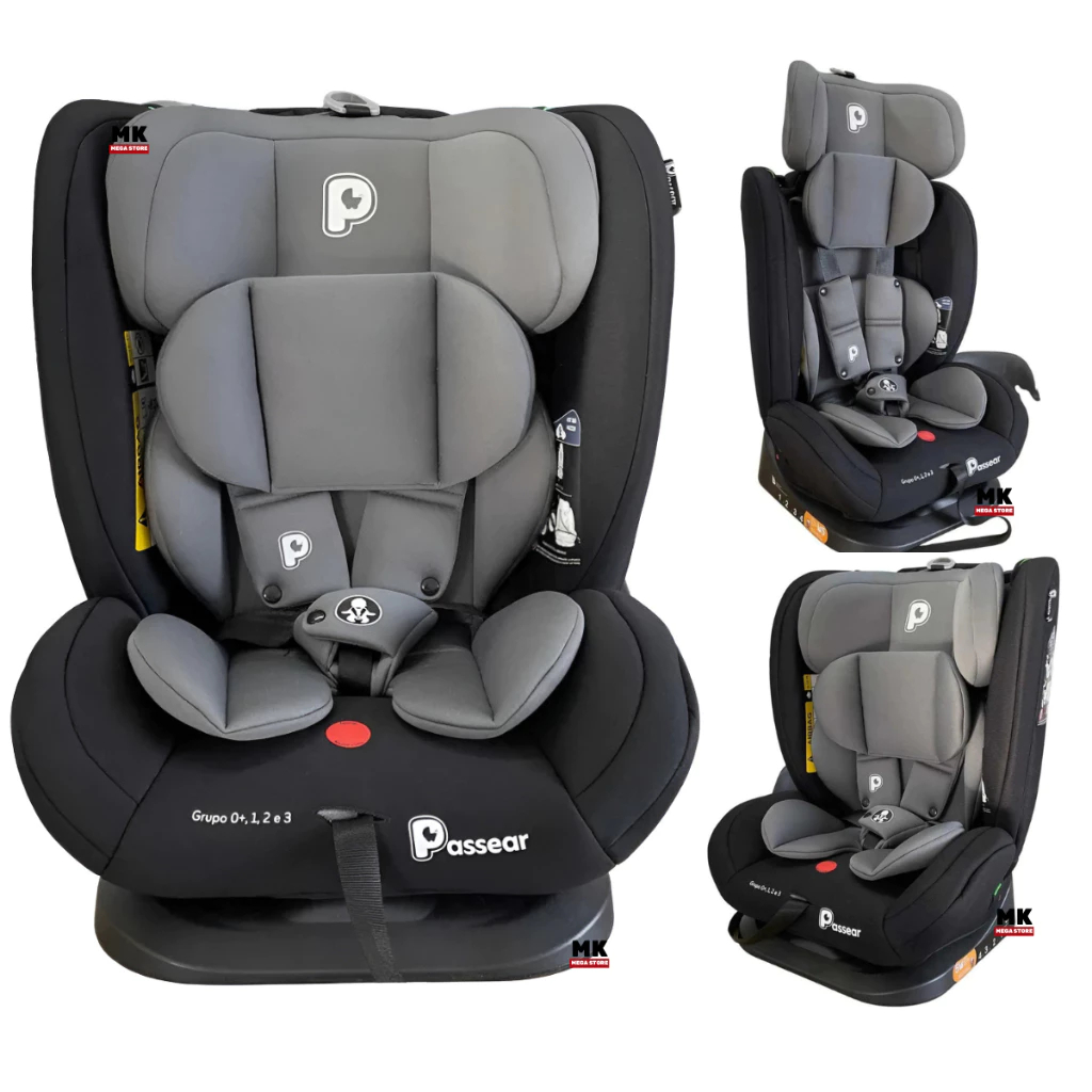 Cadeira infantil cadeirinha reclinável de carro auto Zaya Preto e Cinza Passear 0 à 36 Kg.