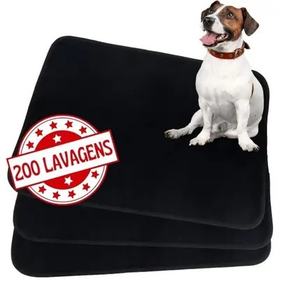 KIT 3 TAPETES HIGIÊNICOS LAVÁVEIS TODO PRETO TAM M - 200 lavagens.