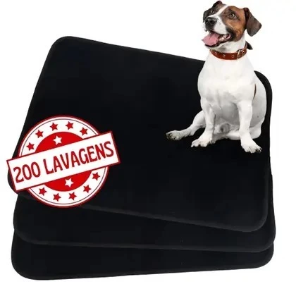 KIT 3 TAPETES HIGIÊNICOS LAVÁVEIS TODO PRETO TAM M - 200 lavagens.