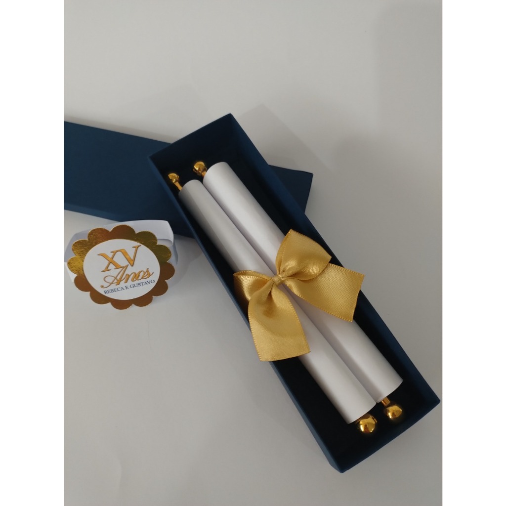 Convite Pergaminho com Caixa - Casamento - Aniversário - Convite 15 anos
