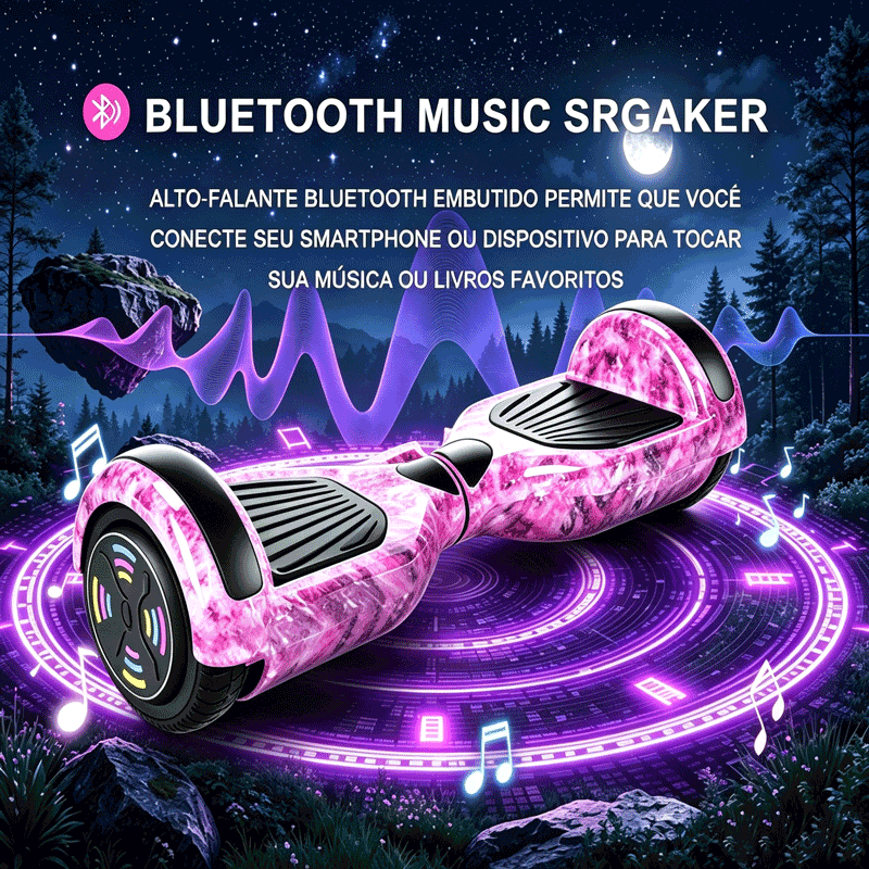 Hoverboard Overboard Infantil, Suporta 120kg, LED Bluetooth, Bateria Alta Capacidade, Excelente Presente de Aniversário