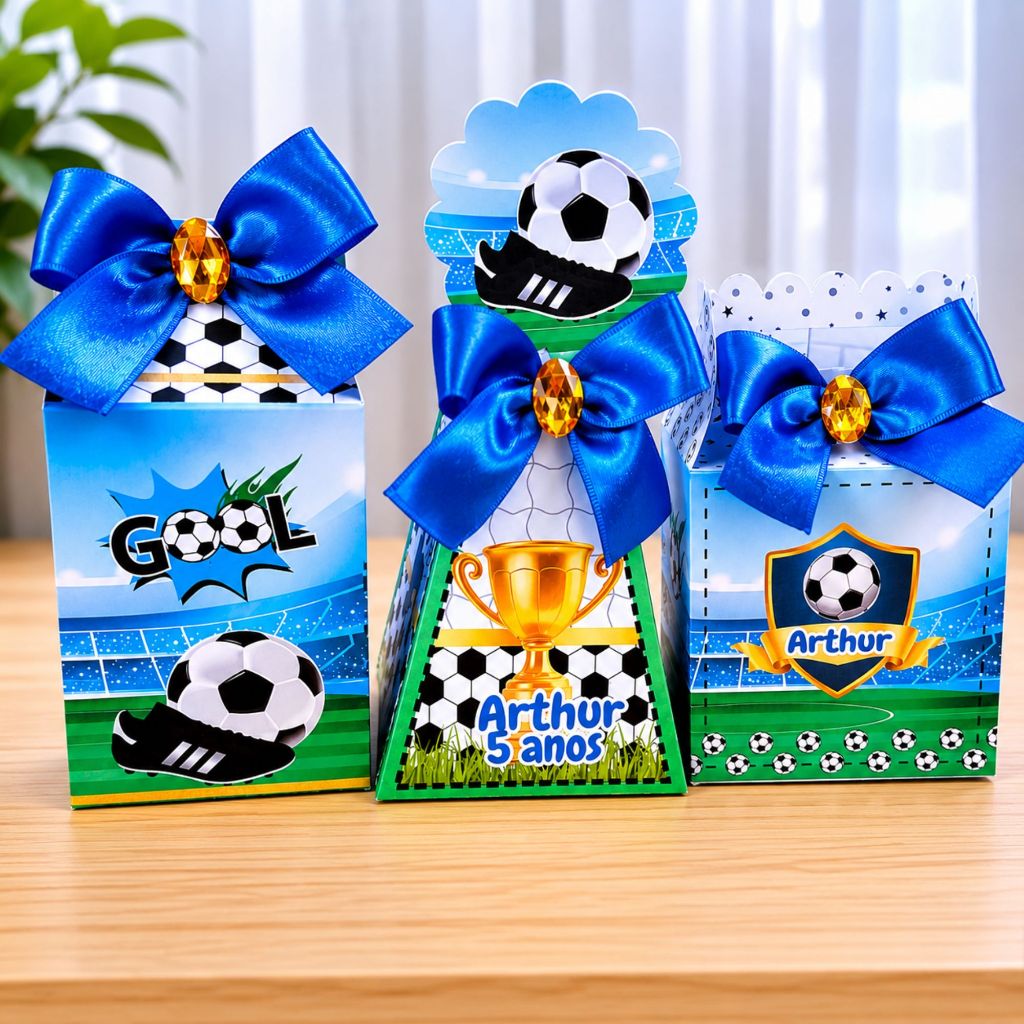 Kit Festa Futebol Pegue e Monte | Caixinhas Lembrancinhas Personalizadas com Nome