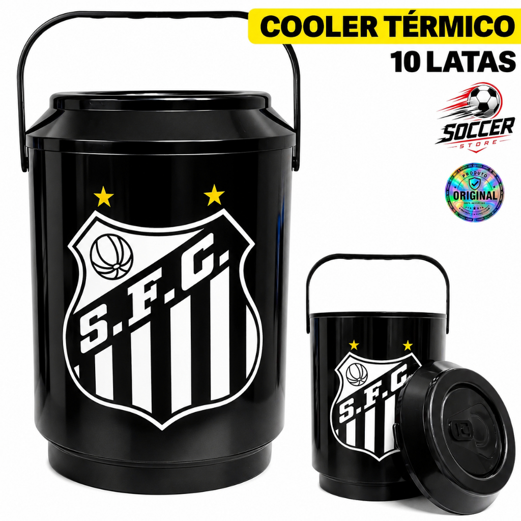 Cooler Térmico Santos Futebol Oficial 6L Porta 10 Latas Cerveja Bebida Gelada Original Presente Time