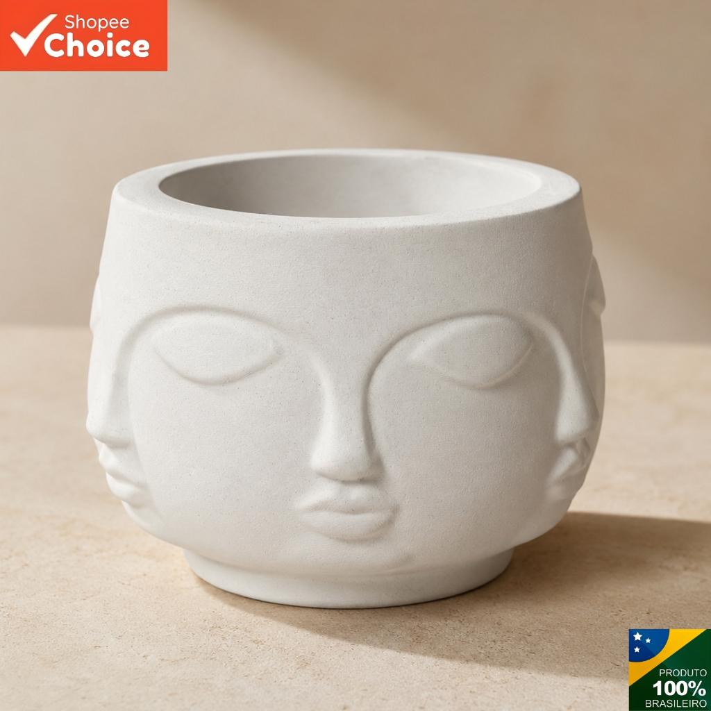 Vaso cachepô decorativo cimento branco pequeno 10cm para suculenta