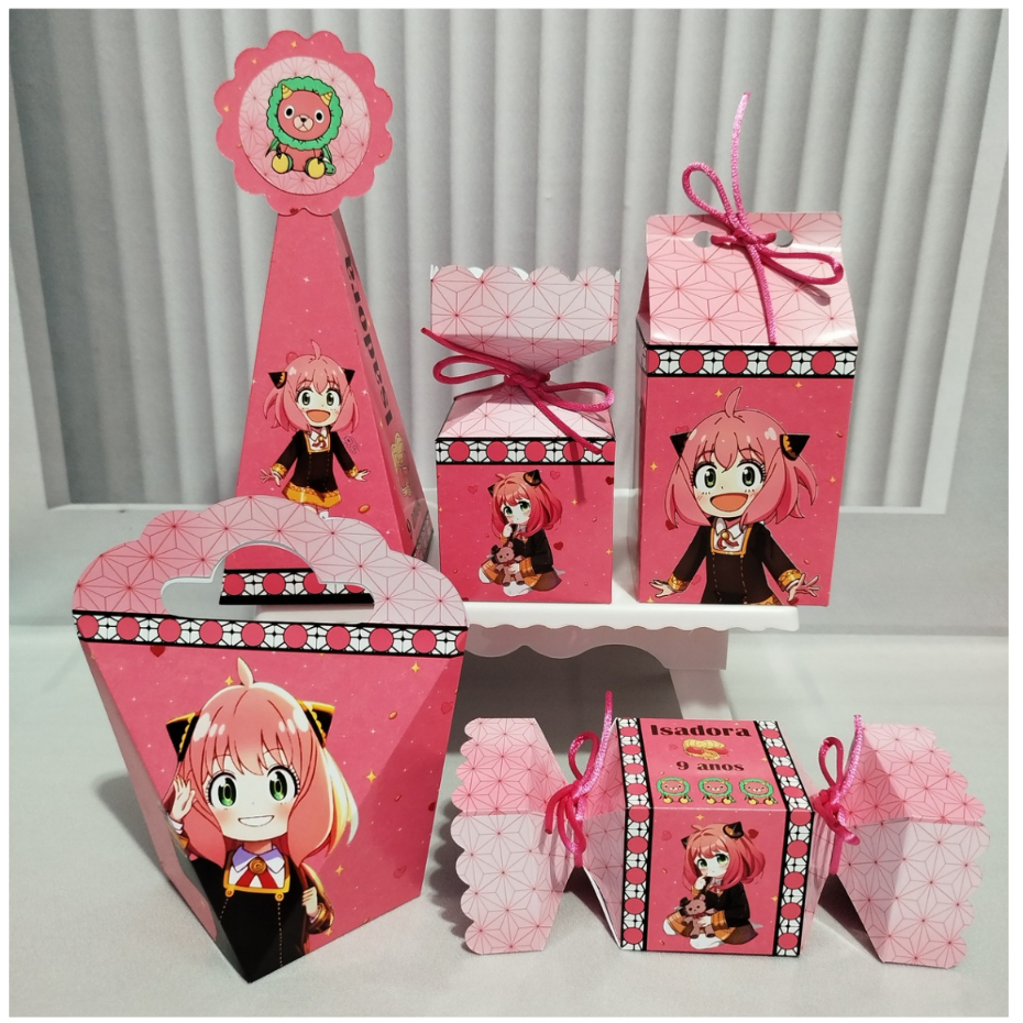 KIT CAIXINHAS PERSONALIZADAS, ANYA FORGER SPY X FAMILY(PEGUE E MONTE) LEMBRANCINHA/ANIVERSÁRIO/DECORAÇÃO/FESTA INFANTIL