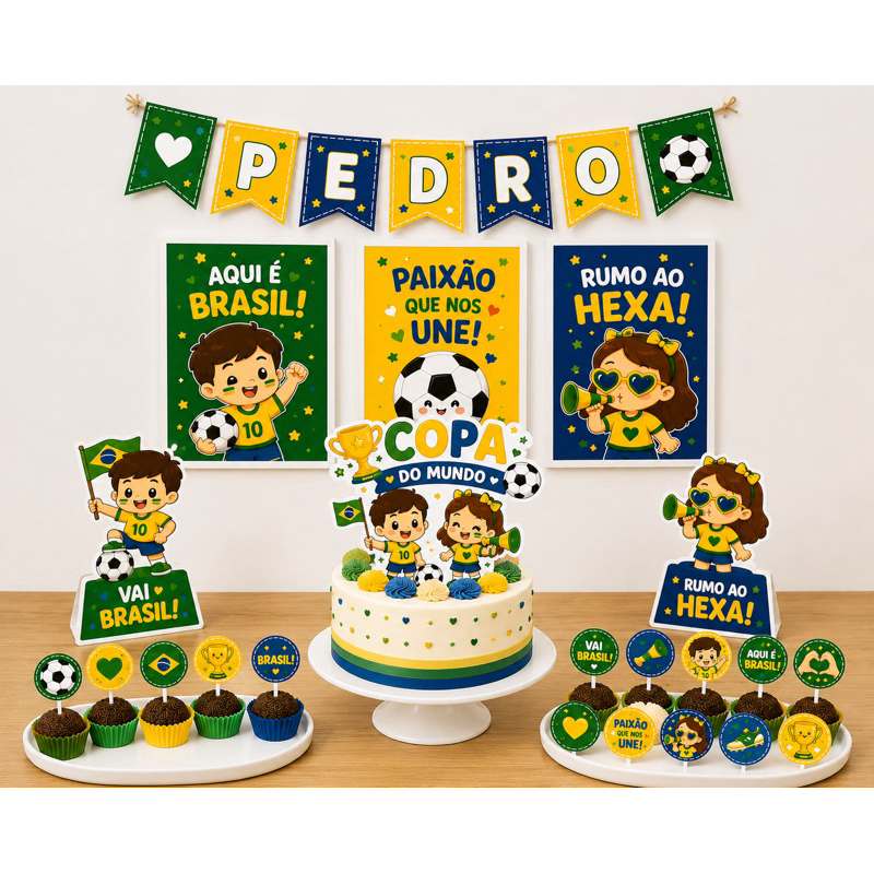 kit só um bolinho tema Copa - Brasil