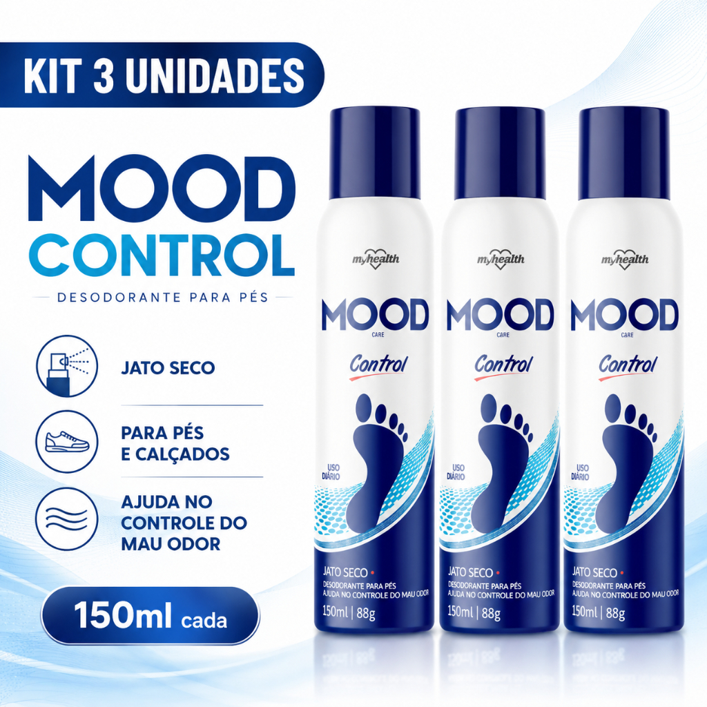 Kit 3 Desodorante Pes Masculino Mood 150ml Jato Seco Antiodor Frescor Duradouro