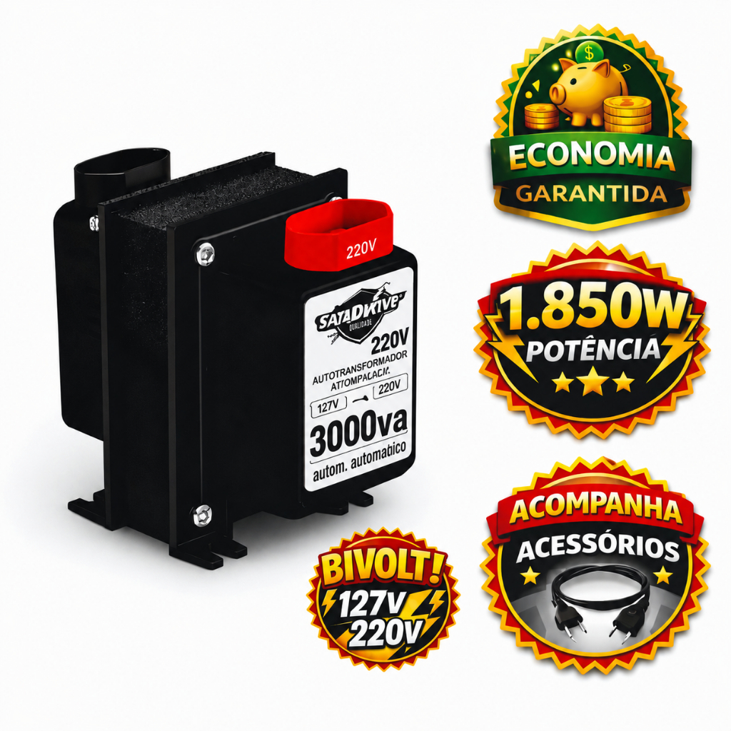 Transformador Conversor Voltagem 3000va Bivolt 110v 220v