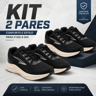 Kit 2 Pares Tênis Unissex Para Treino Academia Caminhada Leveza Solado Macio Eva