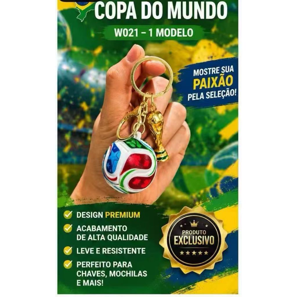 Chaveiro Pingente Miniatura - Edição Limitada Copa do Mundo 2026, Design Compacto e Elegante, Presente Ideal