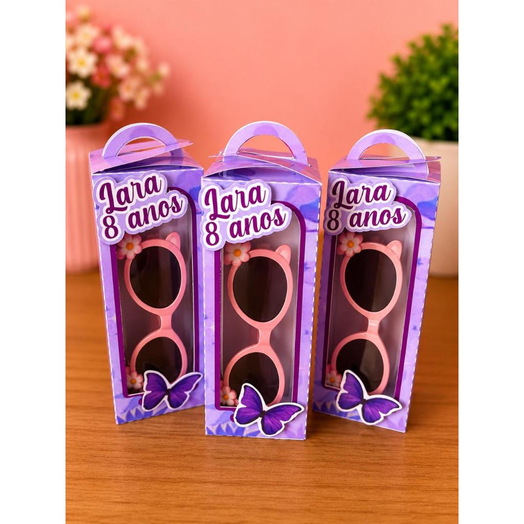 Caixa Personalizada para óculos infantil | Borboleta roxa / lilas | lembrancinha | festa de aniversário