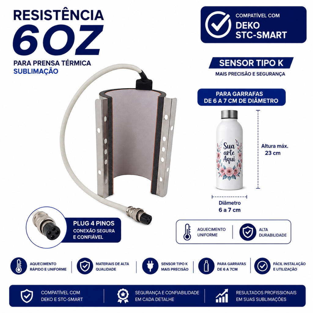 Resistência De 6oz Prensa Térmica Sublimação Deko Stc-smart