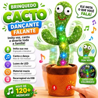 Brinquedo Cacto Dançante Falante Imita Voz Com Musicas Interativo Brinca