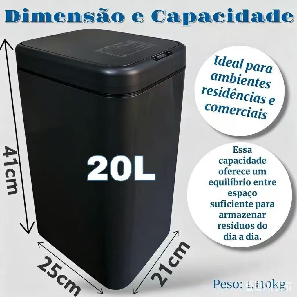 Lixeira com Sensor Automático Inteligente Abre Fácil 20 litros