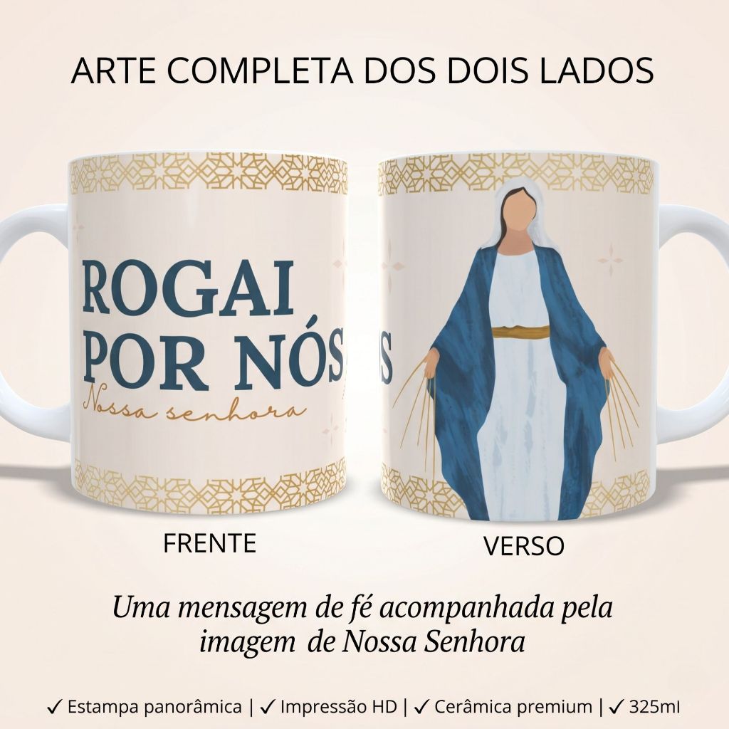 Caneca Nossa Senhora Aparecida Rogai Por Nós Presente Religioso 325ml