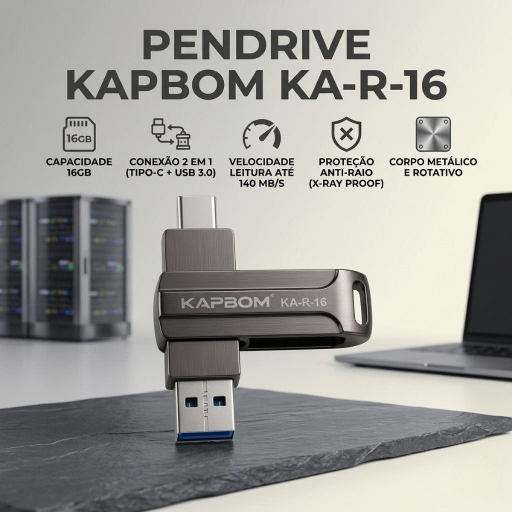 Pendrive 16 GB Tipo C com USB Pendrive Para Celular Pendrive Para Notebook R-16