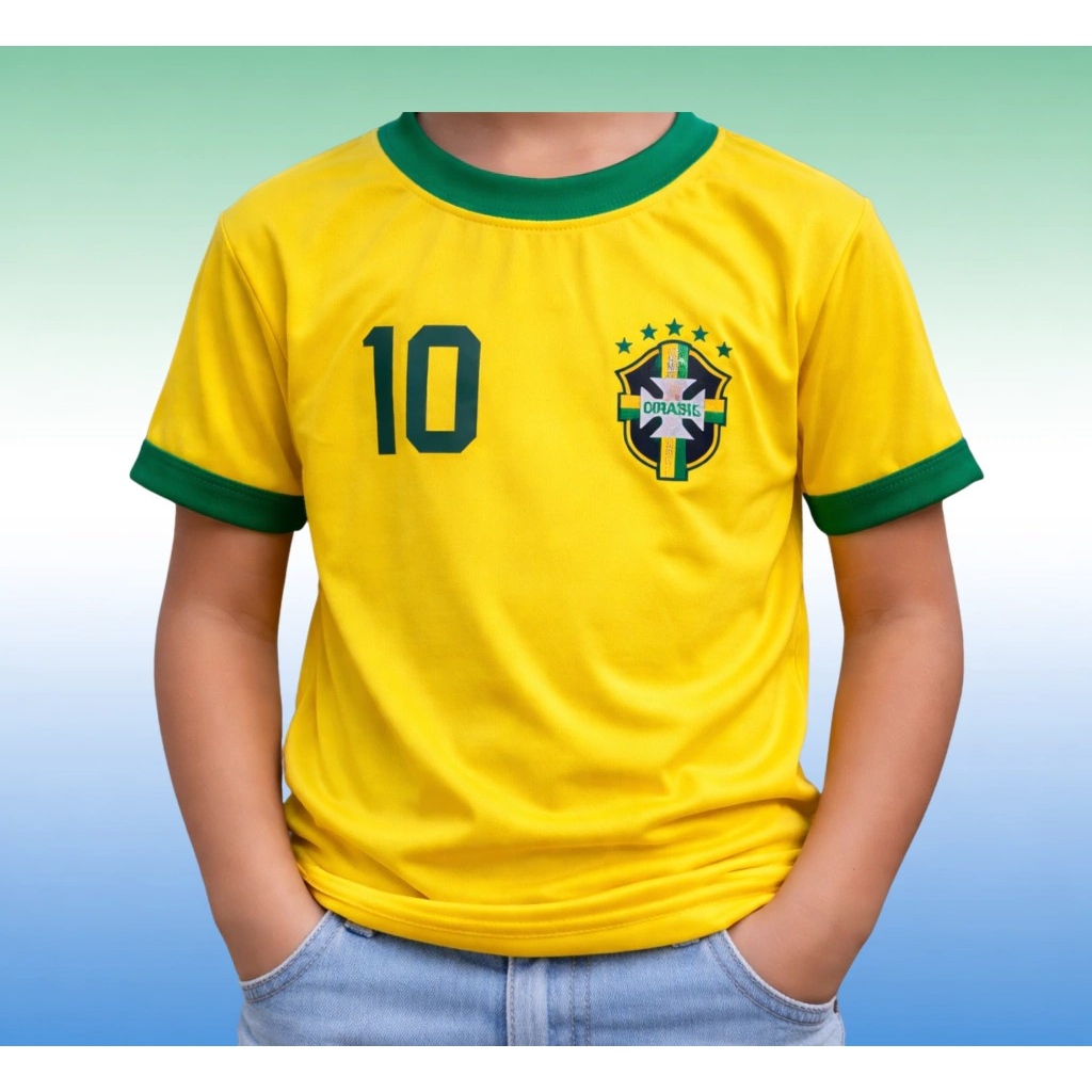 Camisa Do Brasil Infantil verde e amarela copa do mundo 2026 Dry Fit