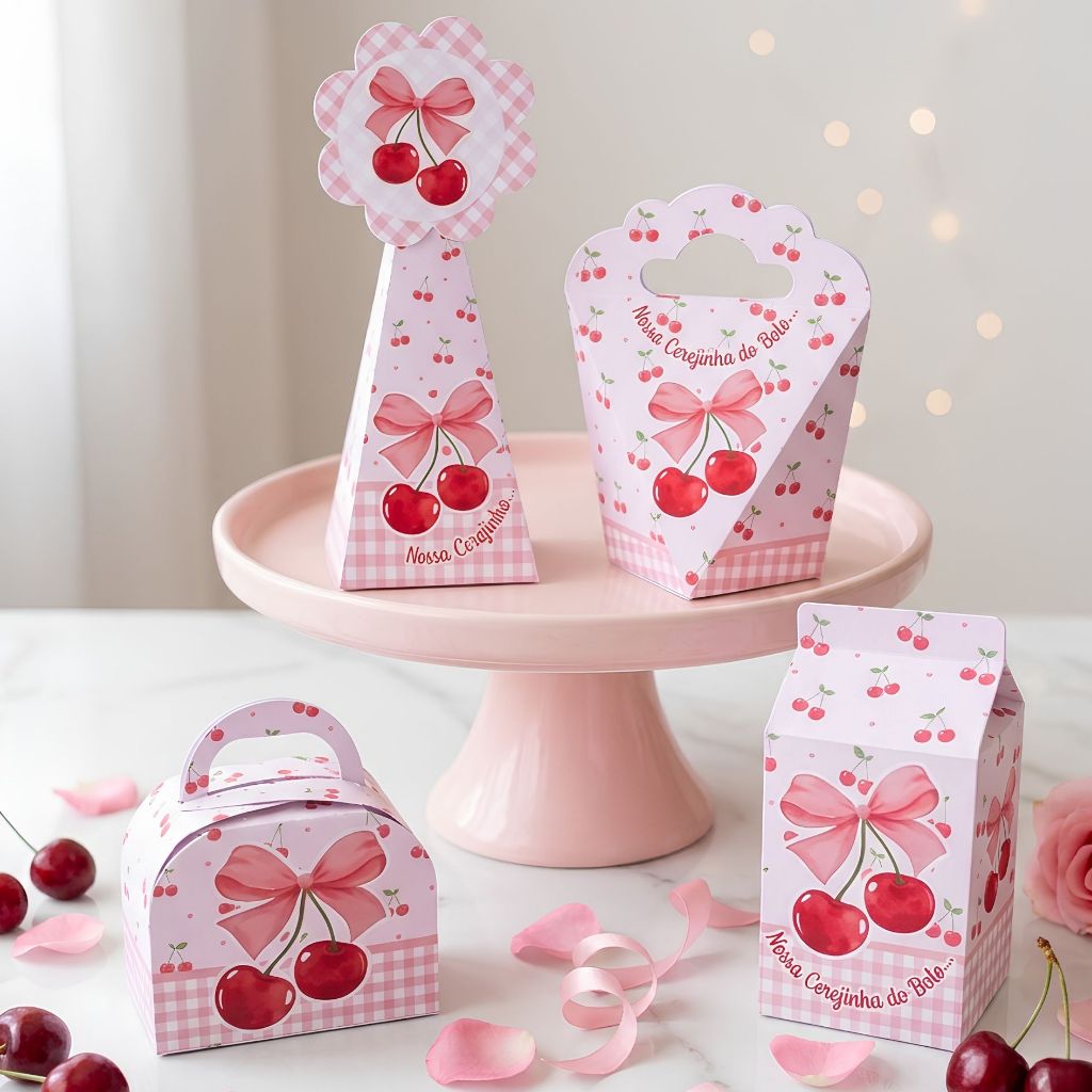 Kit de Caixas Cerejinha Personalizado / Lembrancinha de Festa / Aniversario Infantil / Cerejinha do Bolo
