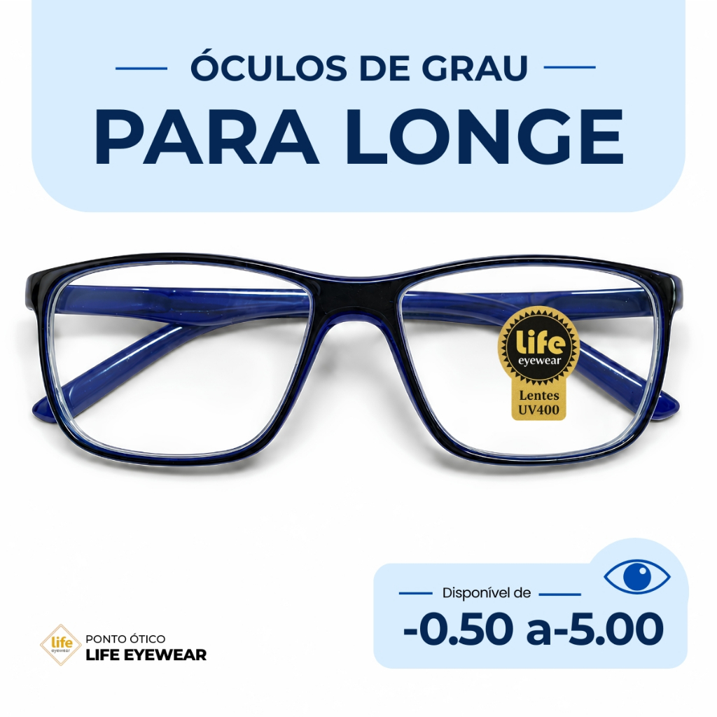 Miopia Óculos de Grau Pronto Azul Lentes -0.50 a -4.00 Diversas Cores