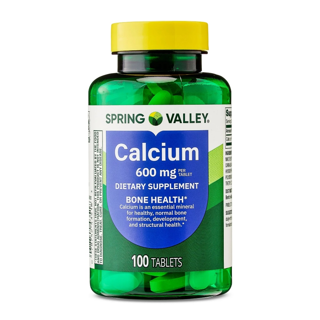 Cálcio 600 Mg Spring Valley 100 Tablets Importado Usa