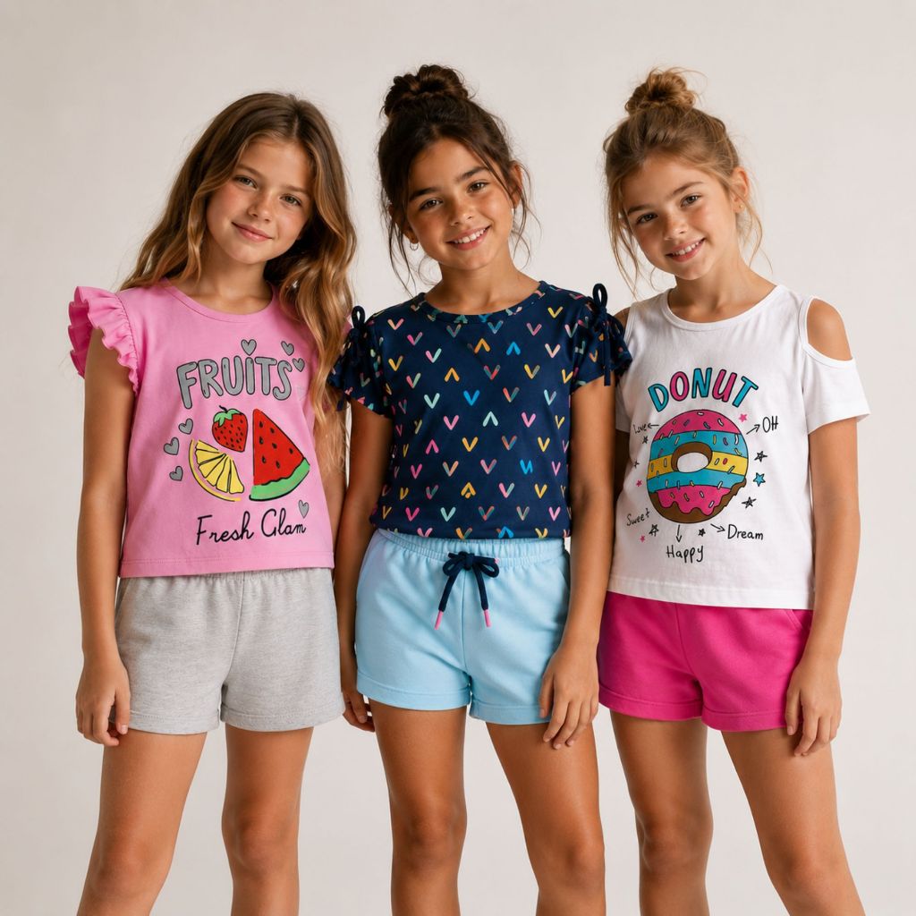 Kit 3 ou 5 Conjuntos Infantil Menina Verão Sortidos - Roupa Infantil Feminina