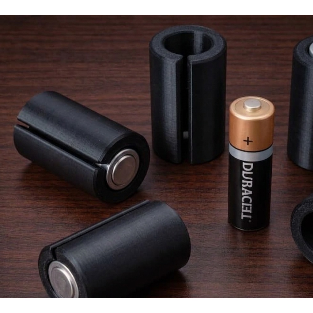 Adaptador de Pilha AA para C Média, Kit com 6 Unidades, Conversor de Tamanho para Baterias