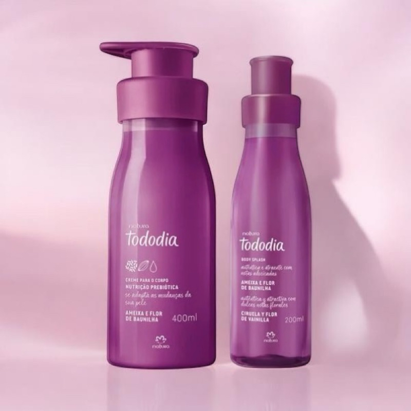 Kit Presente Creme e Body Splash novidade linha Tododia Ameixa e Flor de Baunilha - Pronto para presentear