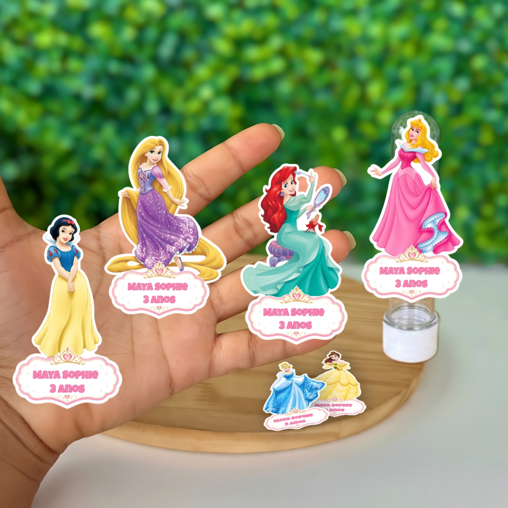 Apliques Para Tubetes Princesas Menina Personalizado Com Nome e Idade / Lembrancinhas Aniversário