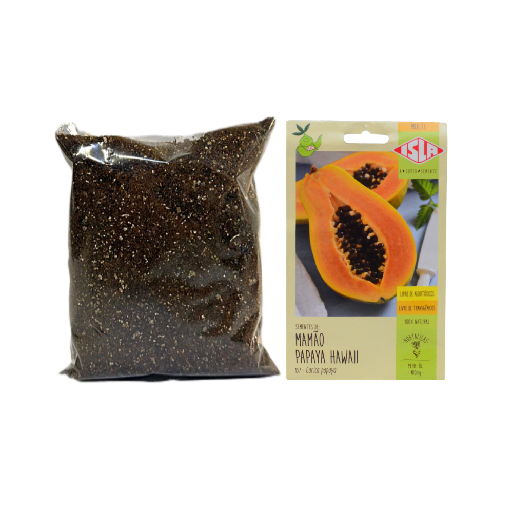 Kit Para Plantar Semente Isla Mamão Papaya + Substrato Carolina Soil Fracionado 0075 200g
