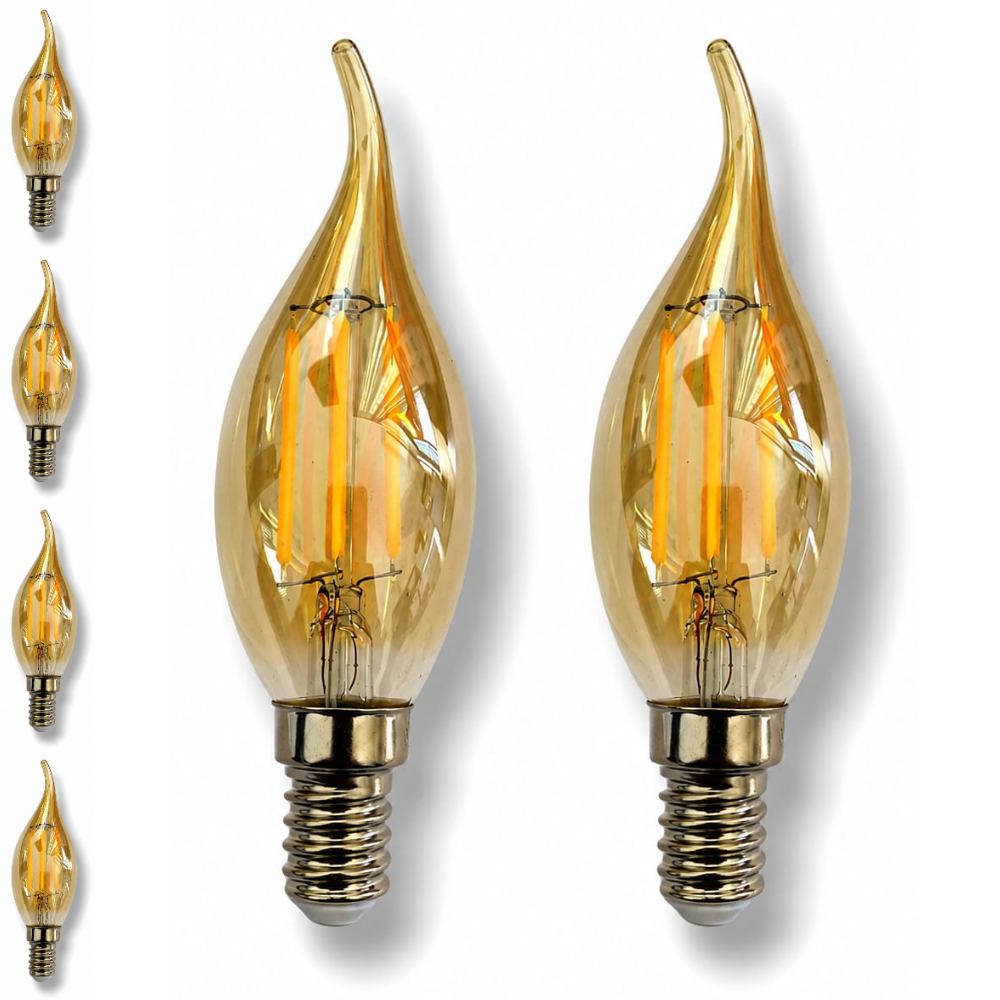 Kit 6x Lâmpada Filamento LED C35 Vela Chama E14 4W 2400K Bivolt