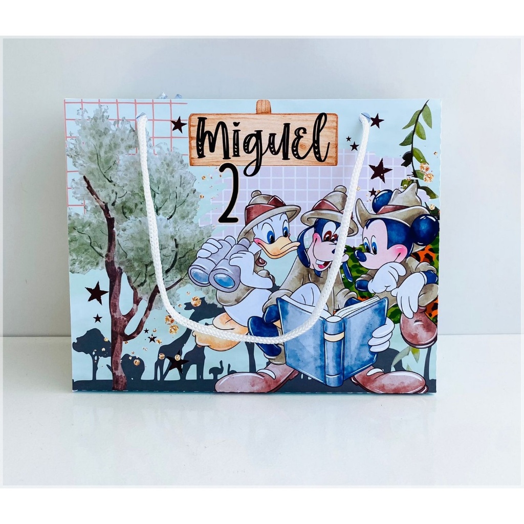 sacolinha personalizada mickey safari-lembrancinha personalizada-festa personalizada-aniversario personalizado