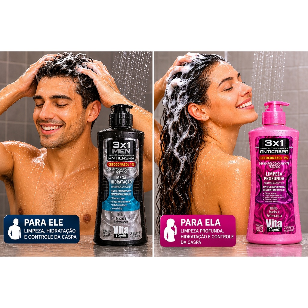 3x1 Anticaspa Vita Capili – Limpeza Profunda e Controle da Caspa 200ml Shampoo e Condicionador — imagem 2 de 2