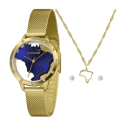 Relógio de Pulso Feminino Lince Azul Copa do Brasil 2026 Lançamento LRG4868L34