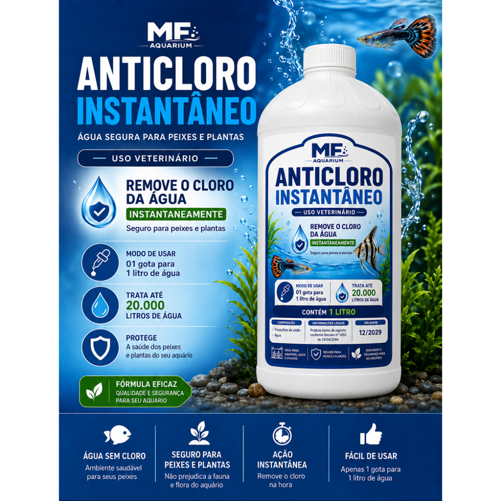 Anticloro Instantâneo Para Aquário, Lagos 1 Litro — imagem 2 de 2