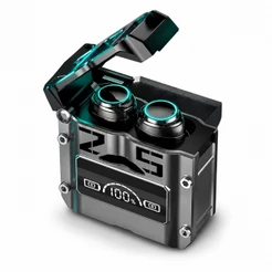 Fone De Ouvido Bluetooth5.3 M25 TWS Sem Fio Gamer Com Tela LED Som Surround Case Carregador Portátil Preto