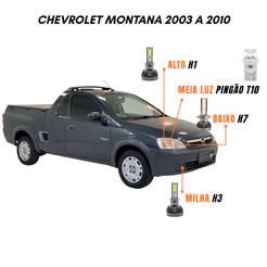 Kit Lâmpadas Farol LED Chevrolet Montana 2003 a 2010 6500K Luz Branca – Y3