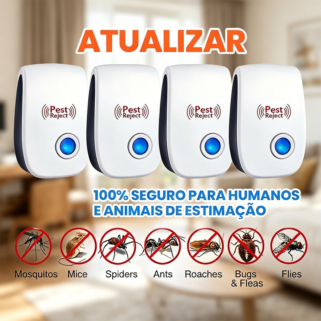 repelente eletrônico ultrassônico mosca pernilongos baratas morcegos repele e espanta ratos bivolt