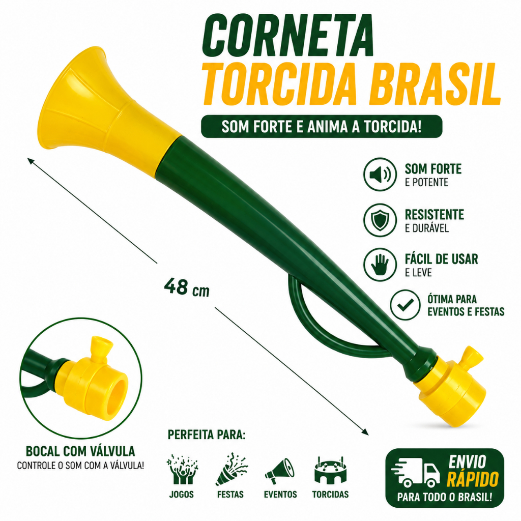 Corneta Torcida Brasil Copa 2026 Vuvuzela Grande Som Forte