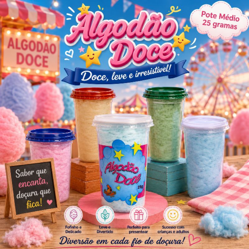 Delícia kit 30 Algodão Doce No Pote Copo 25 Gramas  Festinha de Aniversário