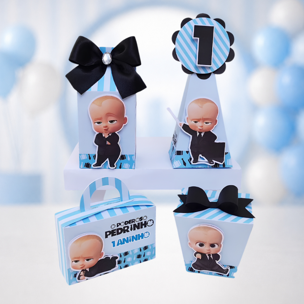 Kit Caixas Poderoso Chefinho Personalizadas MONTADAS | 20 30 40 50 Unidades | Aniversário, Mesversário, 1 Ano Menino