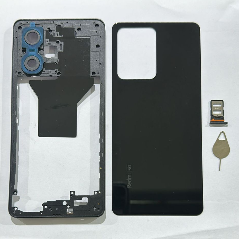 Aro Lateral Frame + Vidro Tampa Traseria +Gaveta De Chip + Chavinha Compatível Com Redmi Note 12 Pro 5G