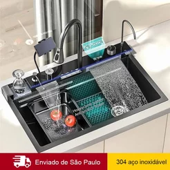 Kit Cuba Gourmet Para Cozinha Com torneira 360 graus Pia Inox 304 Pia Inteligente Premium Completa