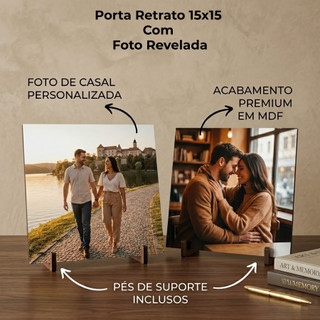 Quadros de Mesa Personalizado 15x15 Porta Retrato 15x15 Personalizado Com Foto Revelada Foto Casal Família