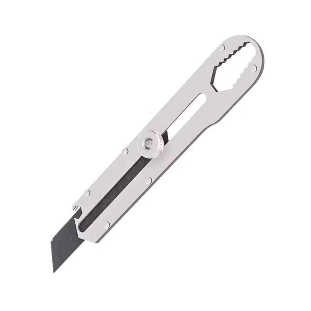 Estilete Profissional Aço Inox Maciço Com Trava De Segurança Multifuncional Chave 6 A 13mm